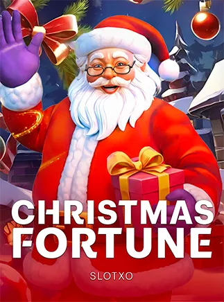 ภาพกราฟิกเกมสล็อตธีมคริสต์มาส Christmas Fortune เต็มไปด้วยกล่องของขวัญและระฆังทอง